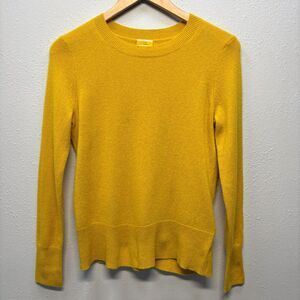J.Crew 100% Cashmere Sweater XXS Yellow Mustard Pullover Crewneck